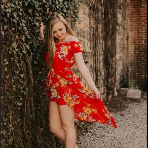 Floral Romper w/skirt overlay